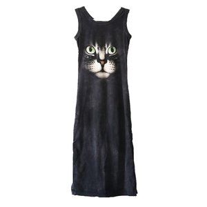 ❤The Mountain Cat Face Split Hem Shirt Dress